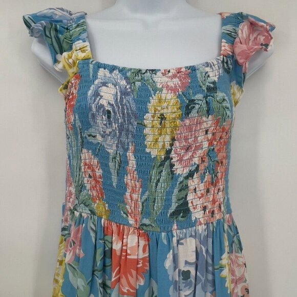 Loft Garden Smocked Ruffle Midi Dress Women's S - Picture 3 of 10